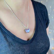 Load image into Gallery viewer, Handmade Glass Bird Necklace in Purple
