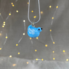 Load image into Gallery viewer, Handmade Glass Bird Necklace in Blue
