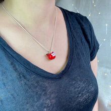 Load image into Gallery viewer, Handmade Glass Bird Necklace in Red
