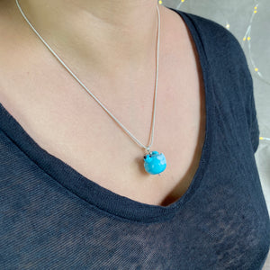 Handmade Glass Bird Necklace in Teal