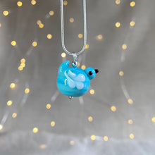 Load image into Gallery viewer, Handmade Glass Bird Necklace in Teal
