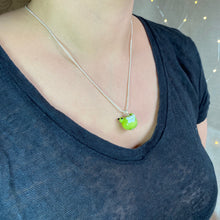 Load image into Gallery viewer, Handmade Glass Bird Necklace in Green
