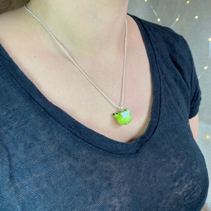 Handmade Glass Bird Necklace in Green