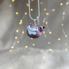 Load image into Gallery viewer, Handmade Glass Bird Necklace in Purple
