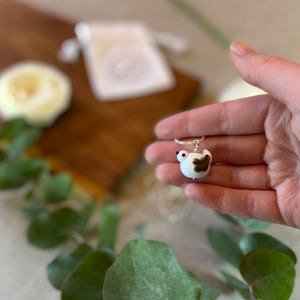 Handmade Glass Bird Necklace in White