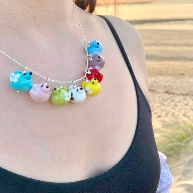 Statement Handmade Glass Bird Collection Necklace